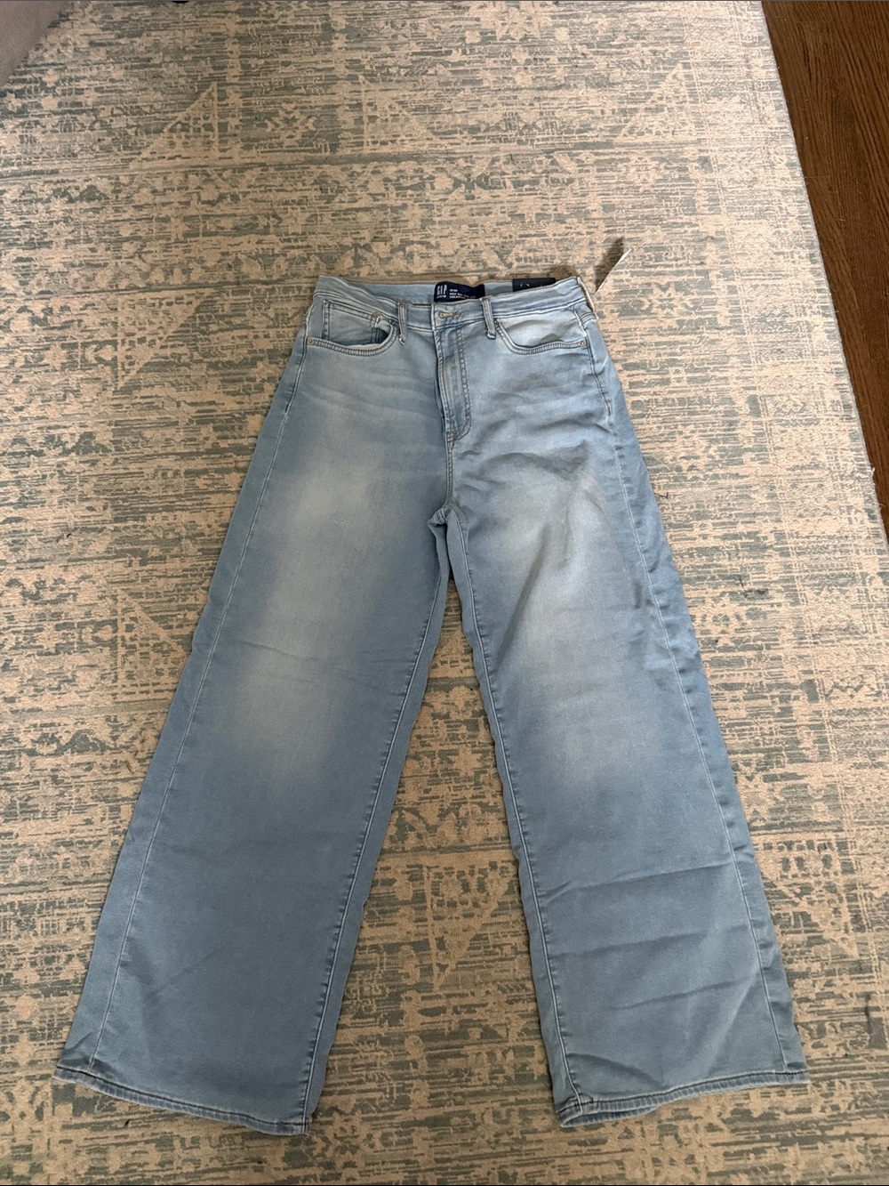 Gap women’s High Rise Light Blue Wide-Leg Sweatpant Jeans